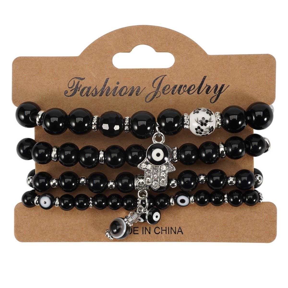 CWAJE05701_BOHO MULTI LAYER GLASS CERAMIC BEADED BRACELET