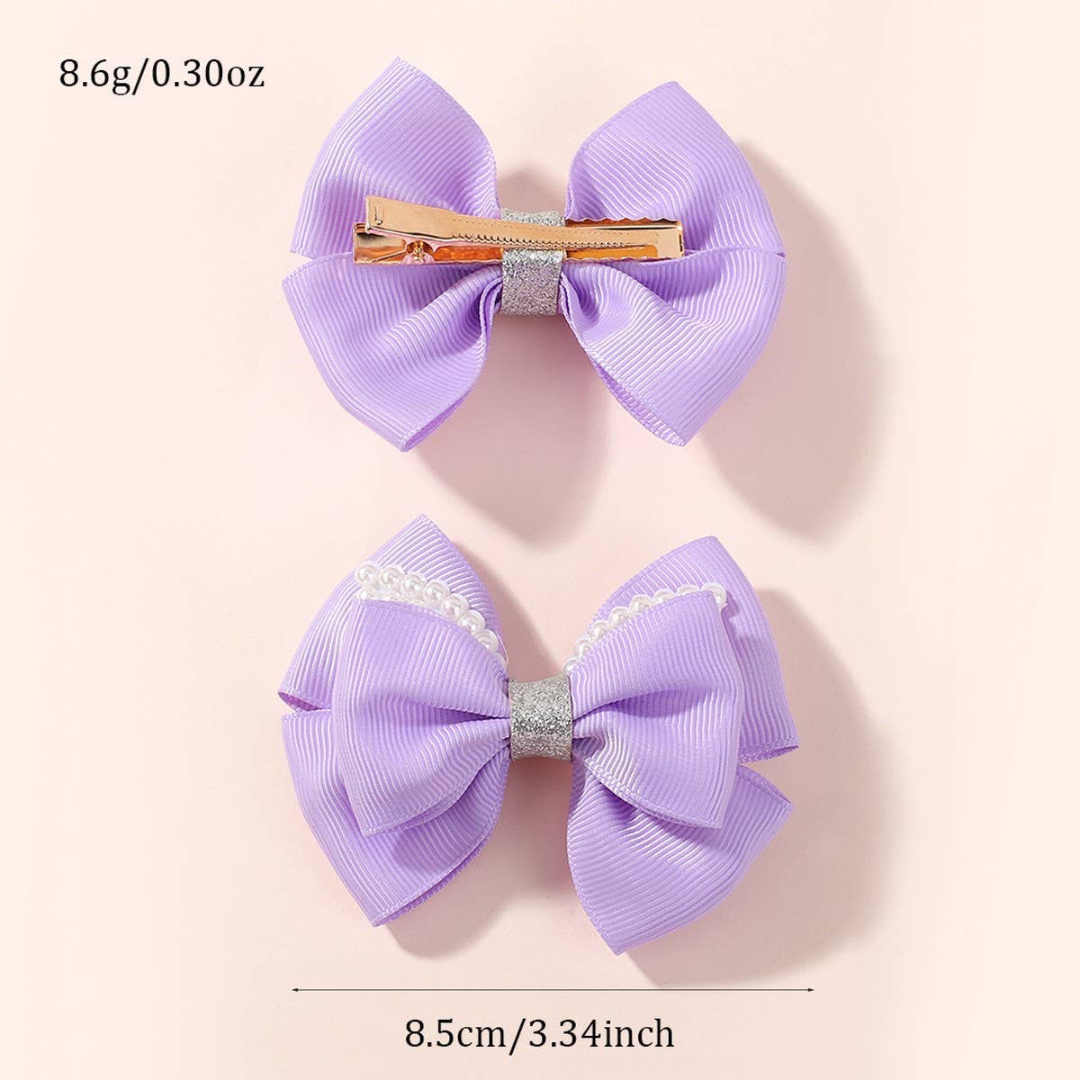 Handmade Glitter Bow Hair Clip Set for Girls