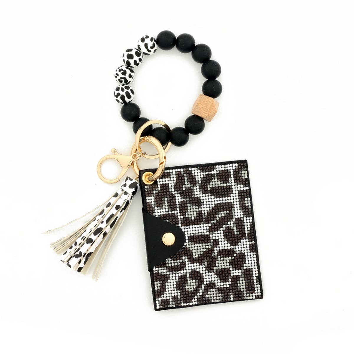 Rhinestone Leopard Wallet with Bead Keychain_CWAB4999