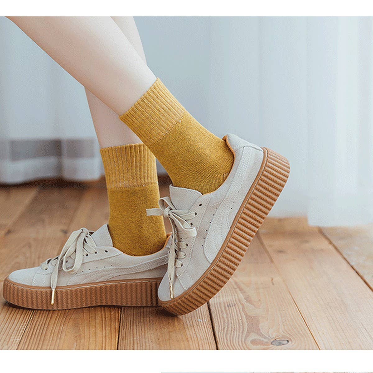 WINTER PLUS VELVET THICK WARM TERRY MID-TUBE SOCKS