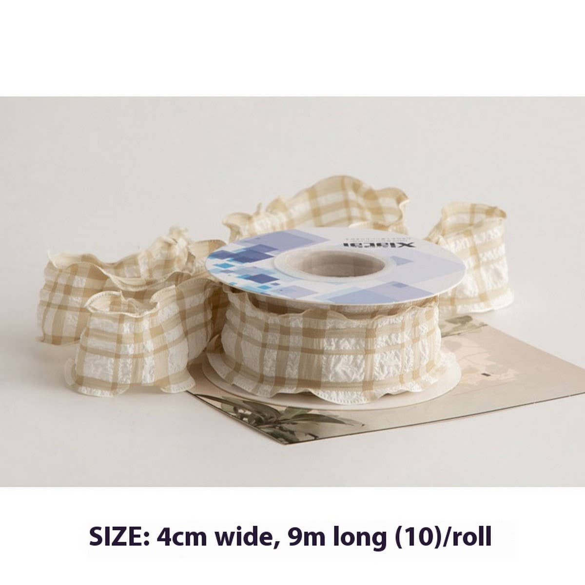 COLORFUL PUFF PLAID RIBBON FISHTAIL YARN RIBBON