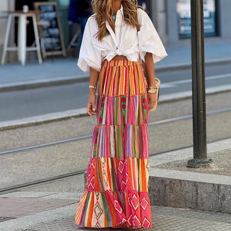 Fashion individual printed Bohemian beach skirt