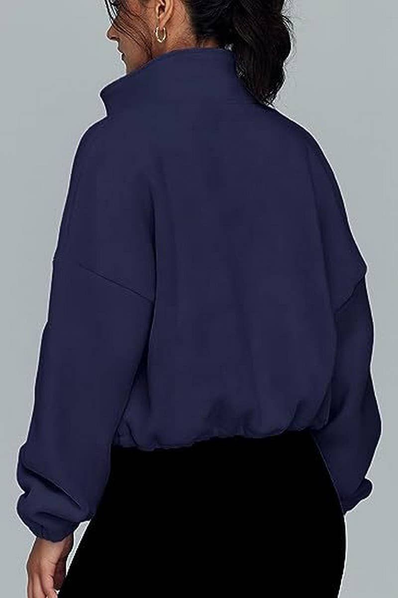 CWOCO00163_ZIPPER STAND COLLAR SPORTS SWEATSHIRT COAT