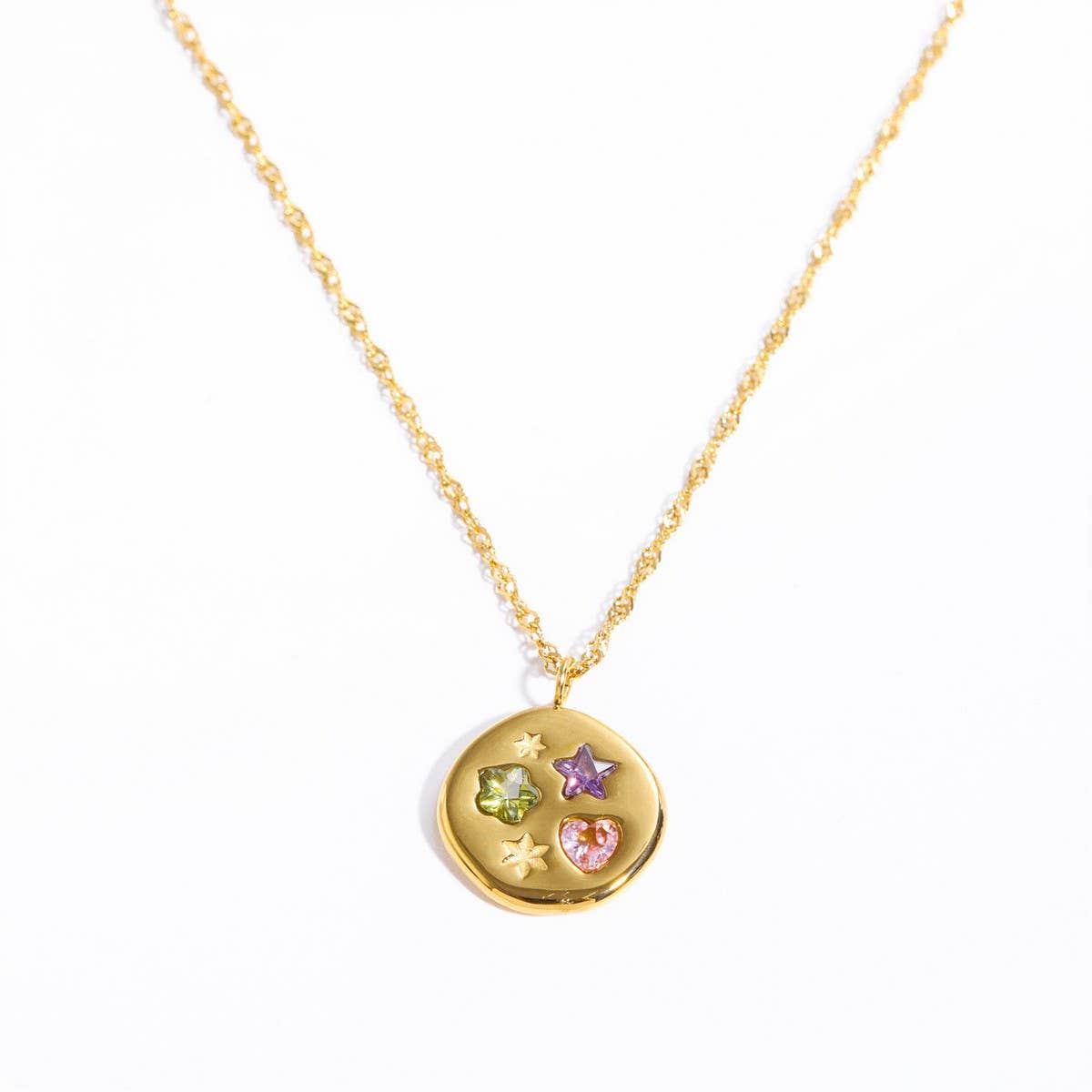 NEW STAINLESS STEEL U-SHAPED ZIRCONIA NECKLACE_CWMM3824