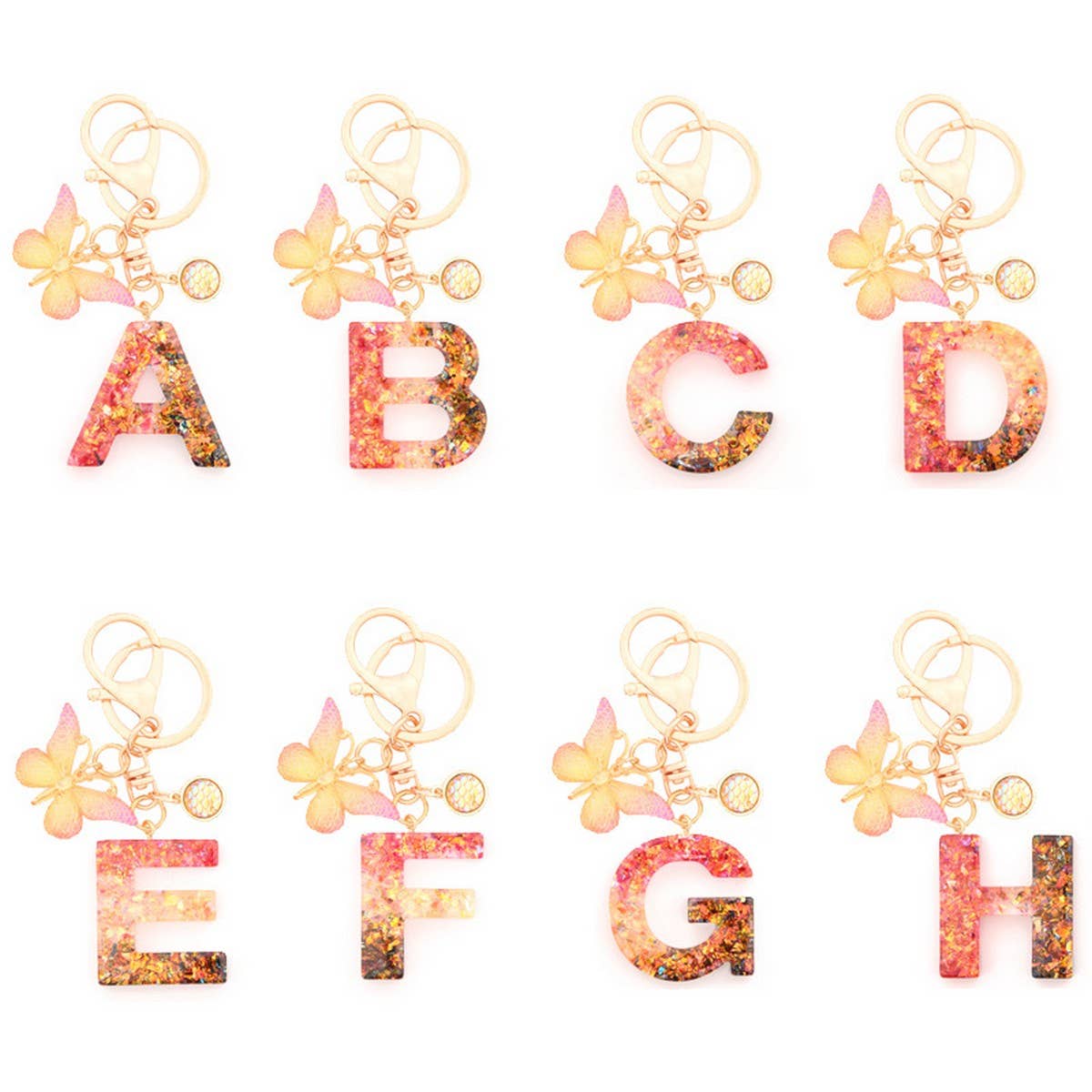 Creative Crystal Letter Keychain with Resin Sequins_CWAB5021