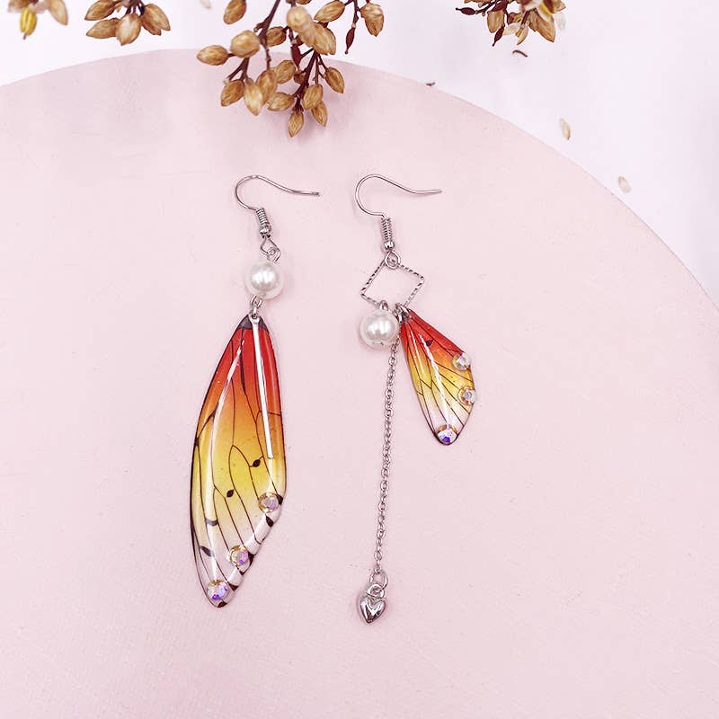 Fashionable imitation cicada wing earrings