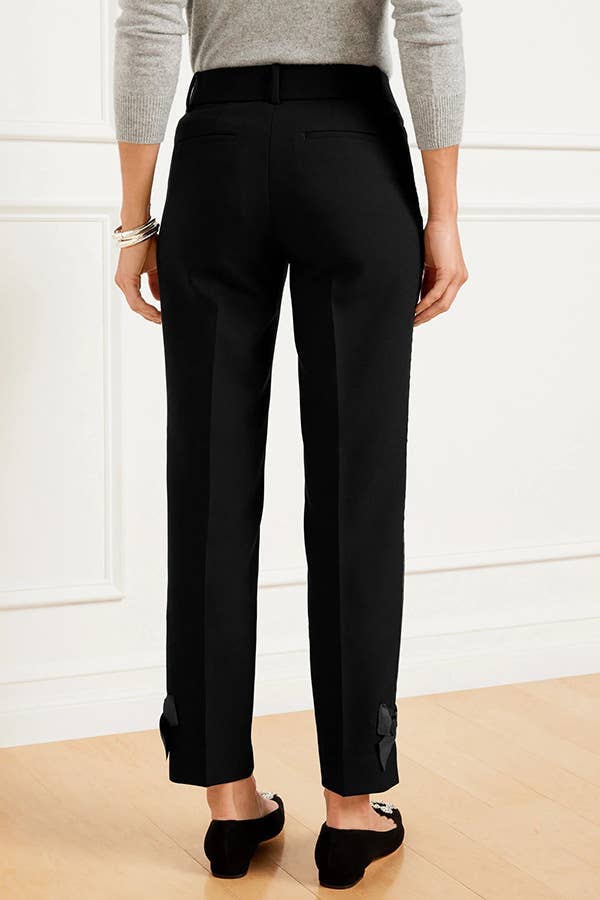SLIM CASUAL HIGH-WAISTED BOW CROPPED PANTS