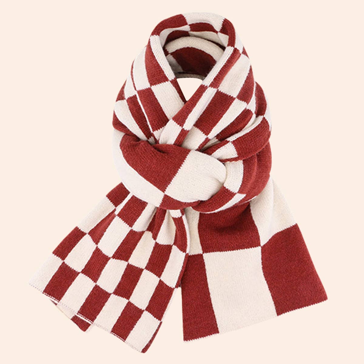 Red Knit Christmas Scarf - Faux Cashmere Reindeer_CWASC0127