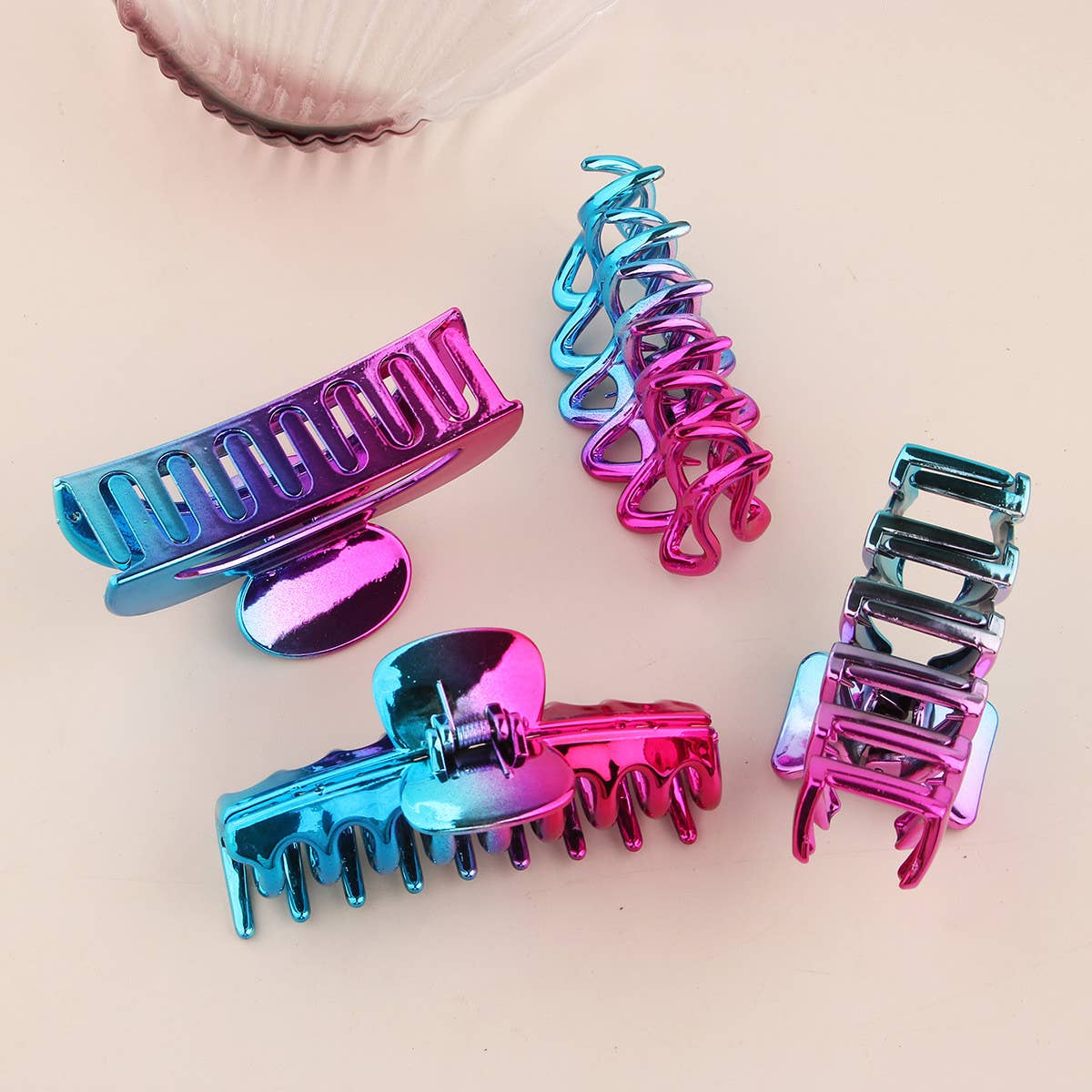 Blue Purple Gradient Electroplated Hair Claw Clips_CWAHA1054