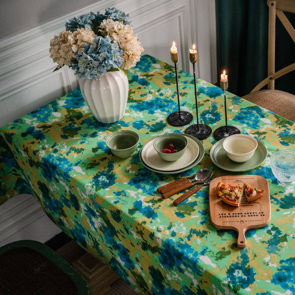 TIE-DYE CAMOUFLAGE PRINTED PASTORAL TABLECLOTH
