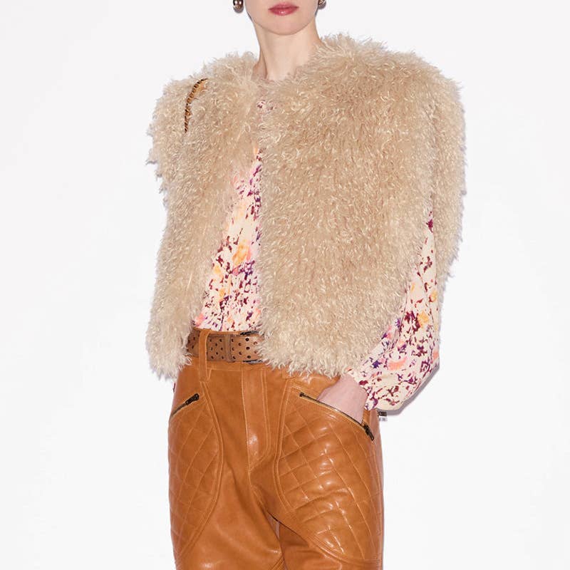 FASHION SOLID COLOR SLEEVELESS SHORT FURRY VEST