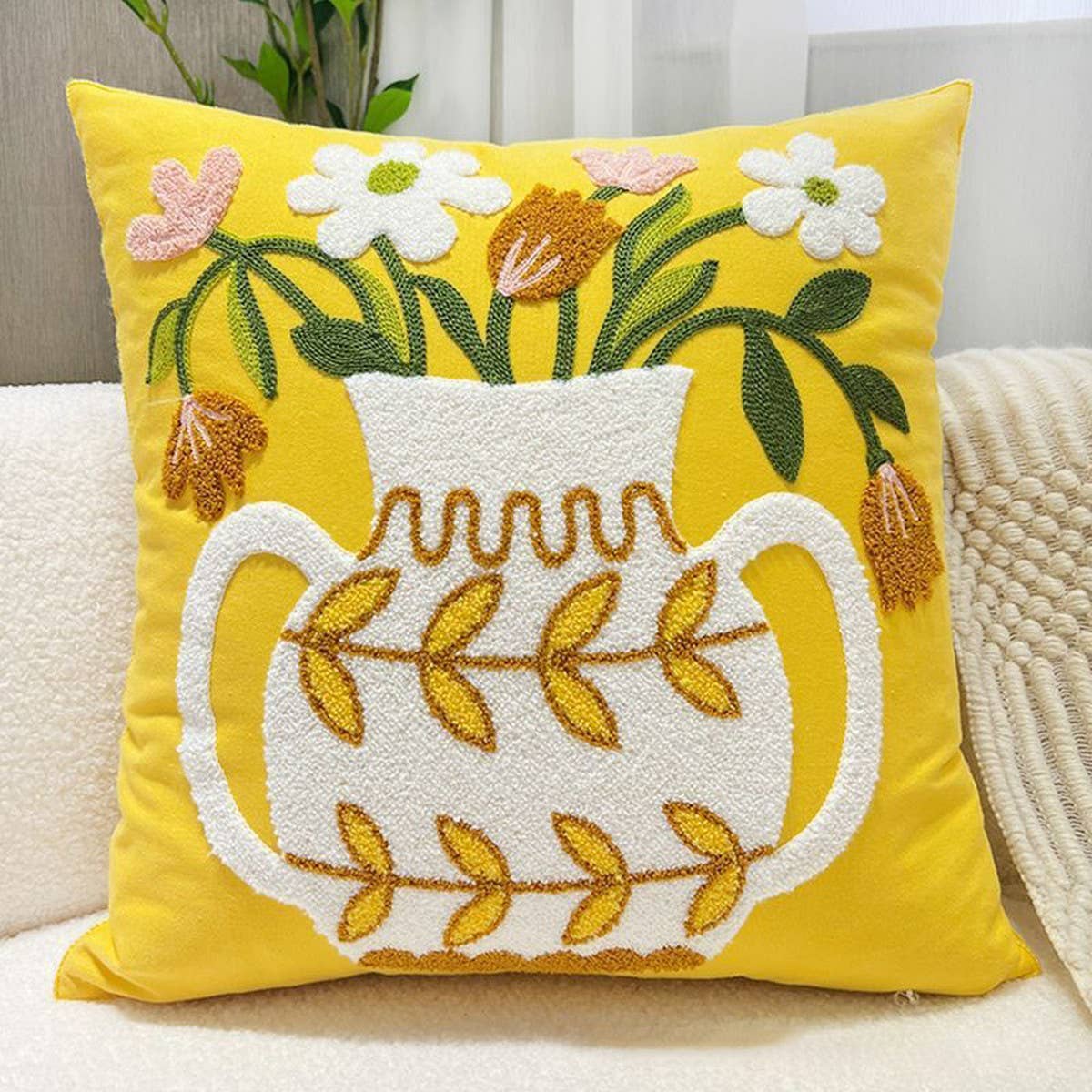 Luxury Embroidered Throw Pillow Cover for Sofa/Bed