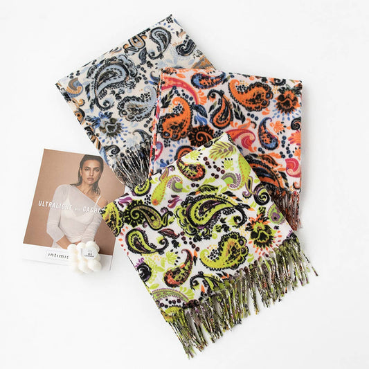 Soft Paisley Scarf - Elegant Tassel Wrap for Women_CWASC0920