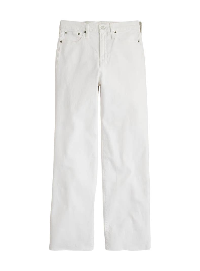 Stretch solid color straight cut denim pants