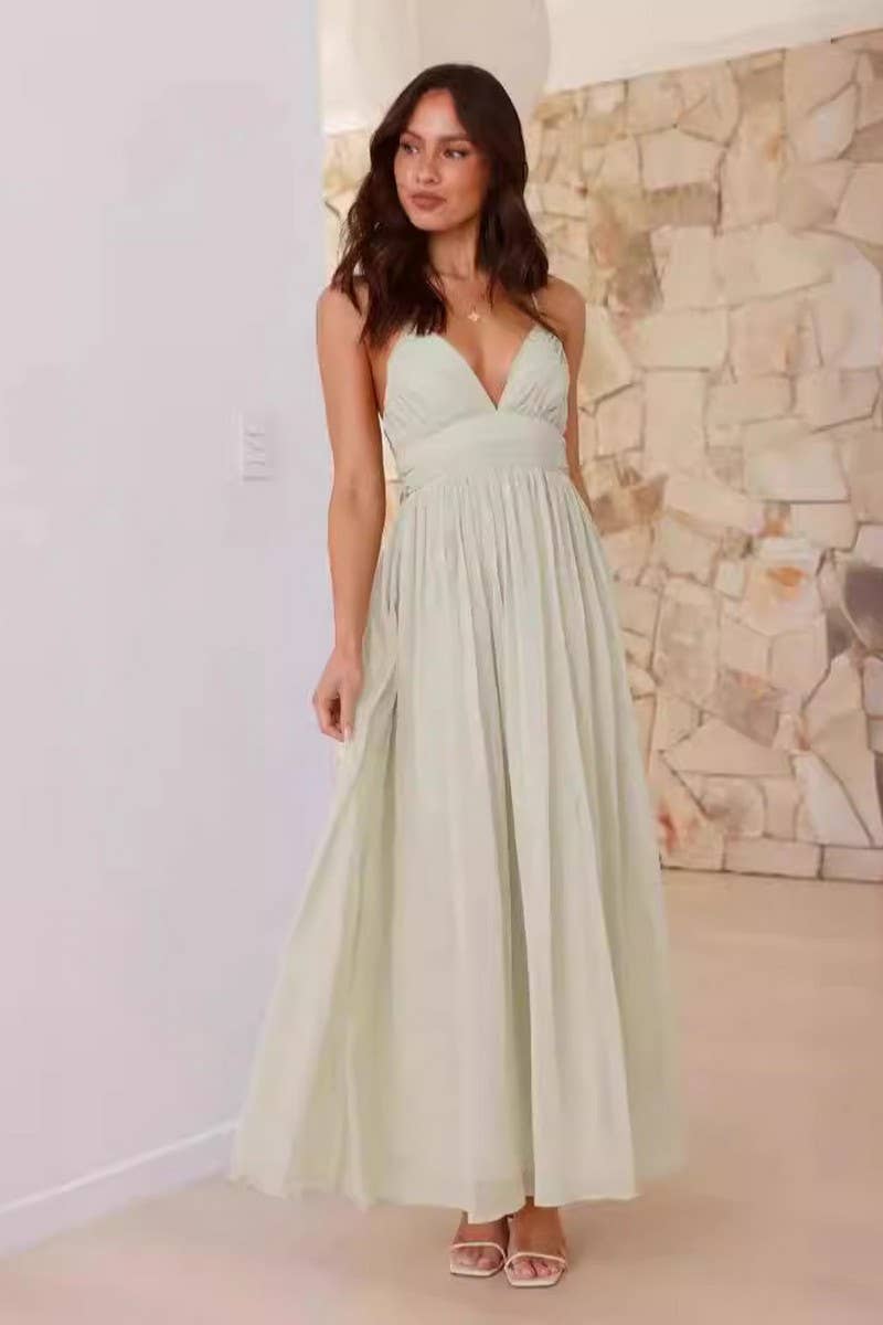 CWDMD5667_BACK TIE WAIST SLIM CHIFFON SLIP MAXI DRESS