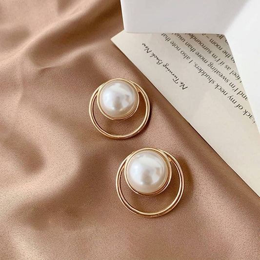 S925 Silver needle pearl stud Geometric earrings