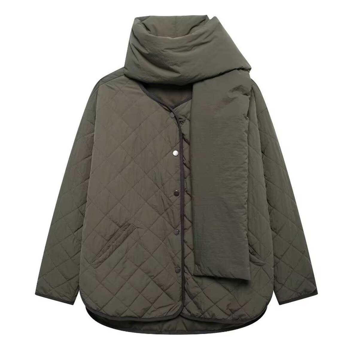 WEAR A SCARF AND COTTON SUIT IN A SOLID COLOR