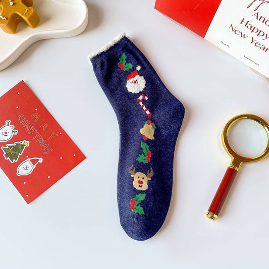 Santa Claus Elk Pattern Crew Socks For Christmas