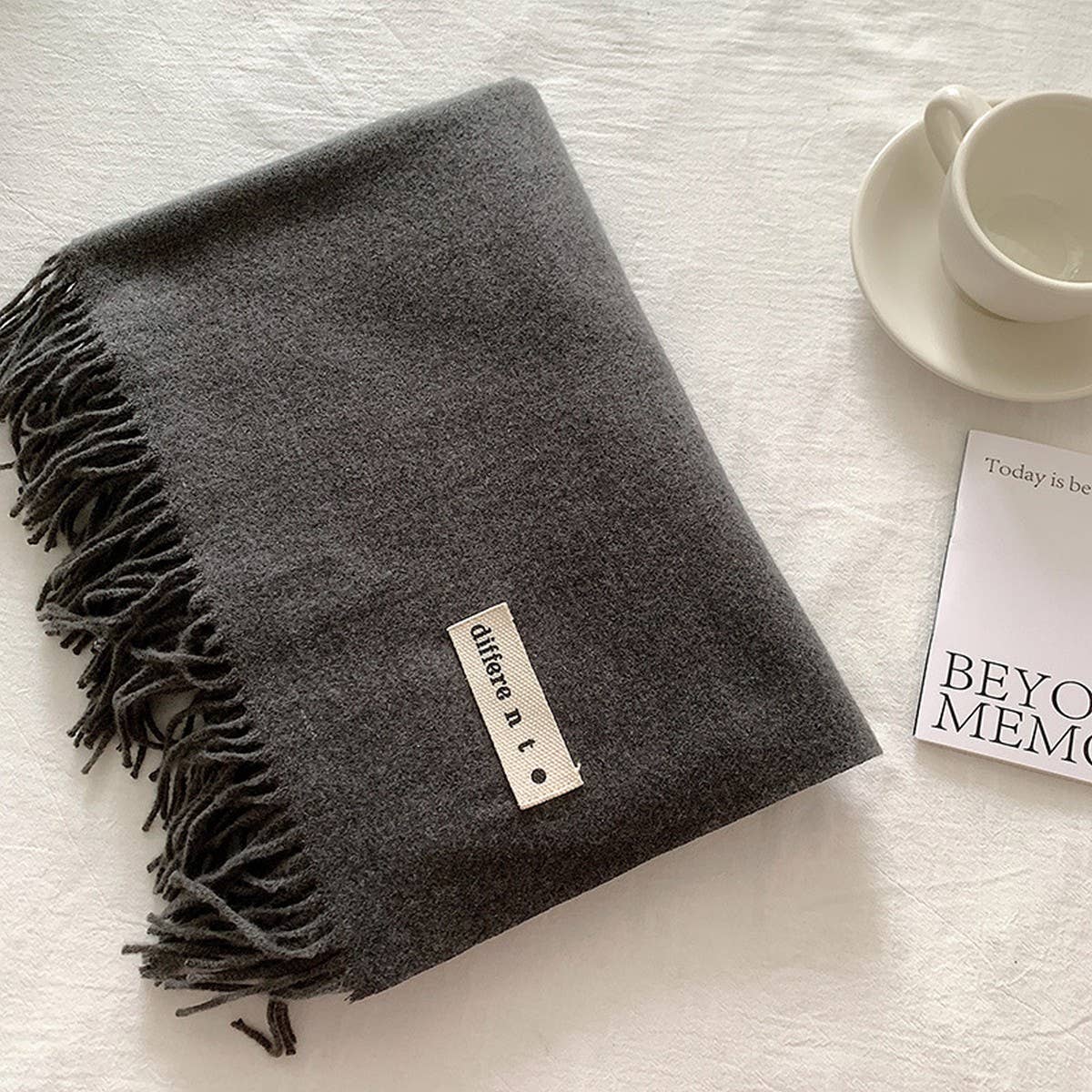 Colorblock Tassel Scarf - Thick Wrap for Students