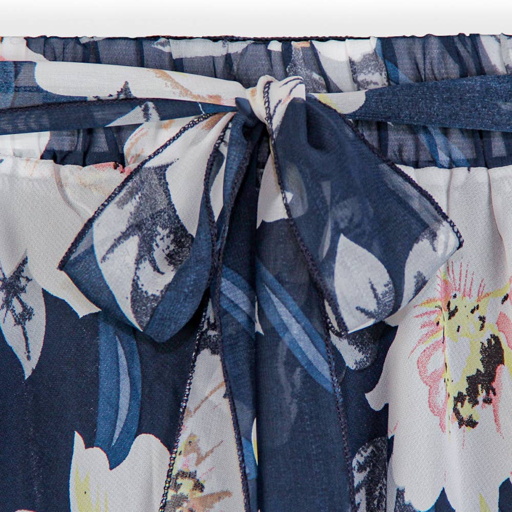 Floral large swing A-line chiffon long skirt