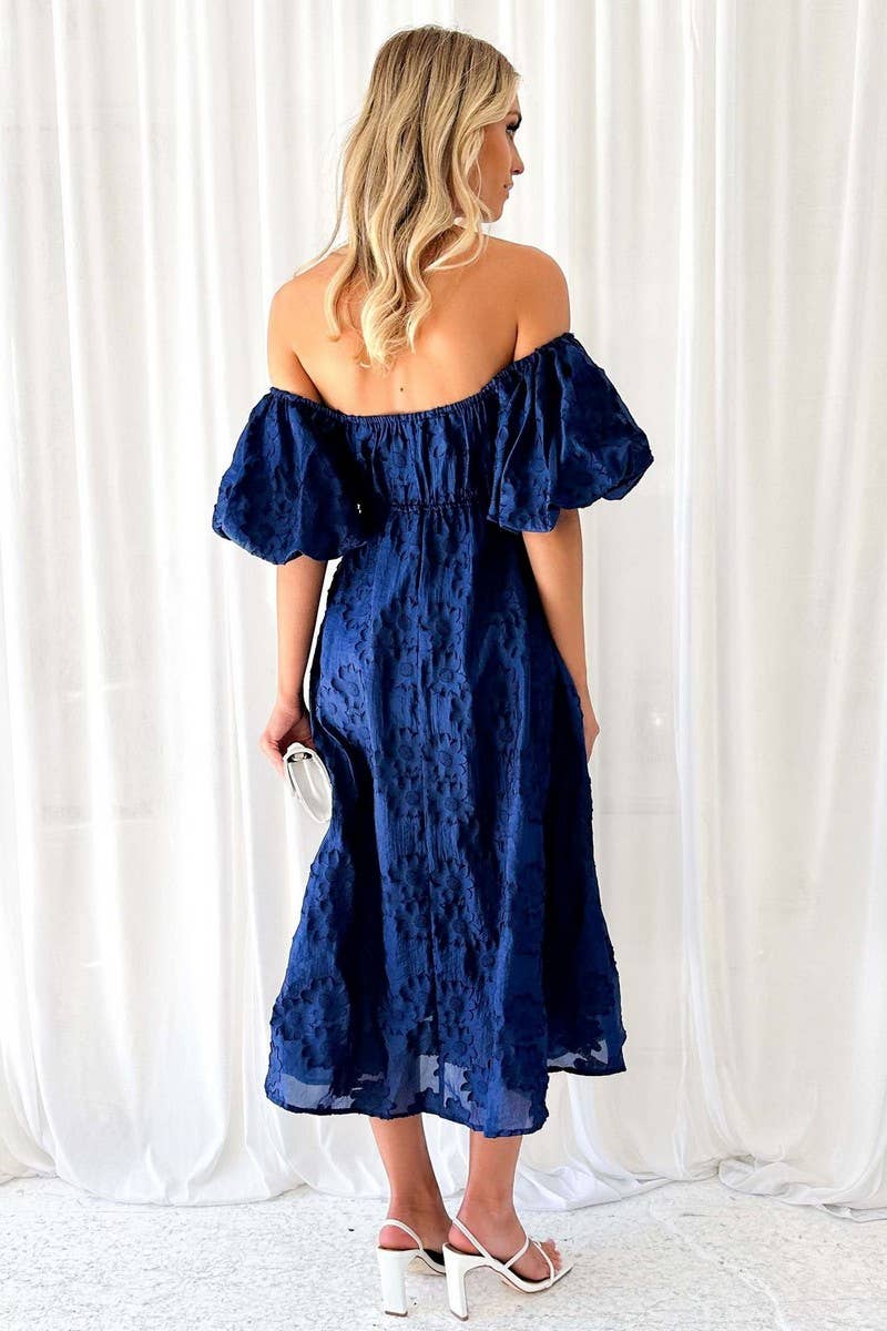 OFF THE SHOULDER SHORT SLEEVE FLORAL DRESS_CWDSD2975