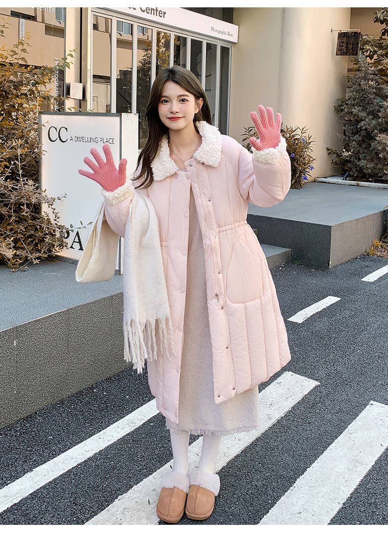 Long single breasted cotton-padded jacket