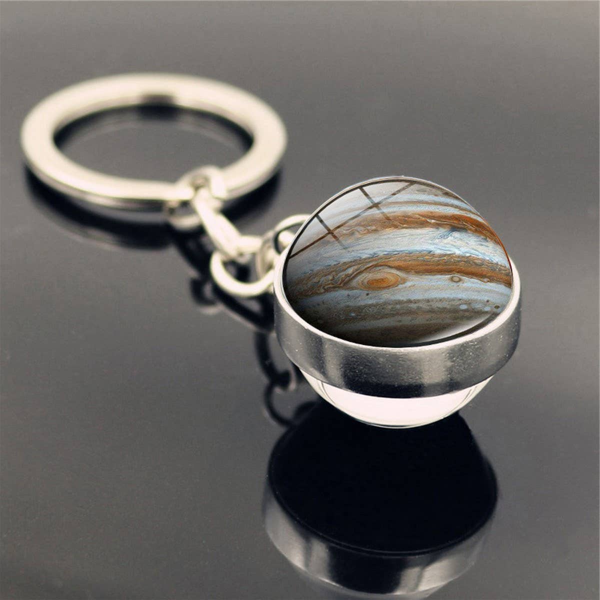 DOUBLE SIDED GLASS BALL KEYCHAIN PENDANT JEWELRY
