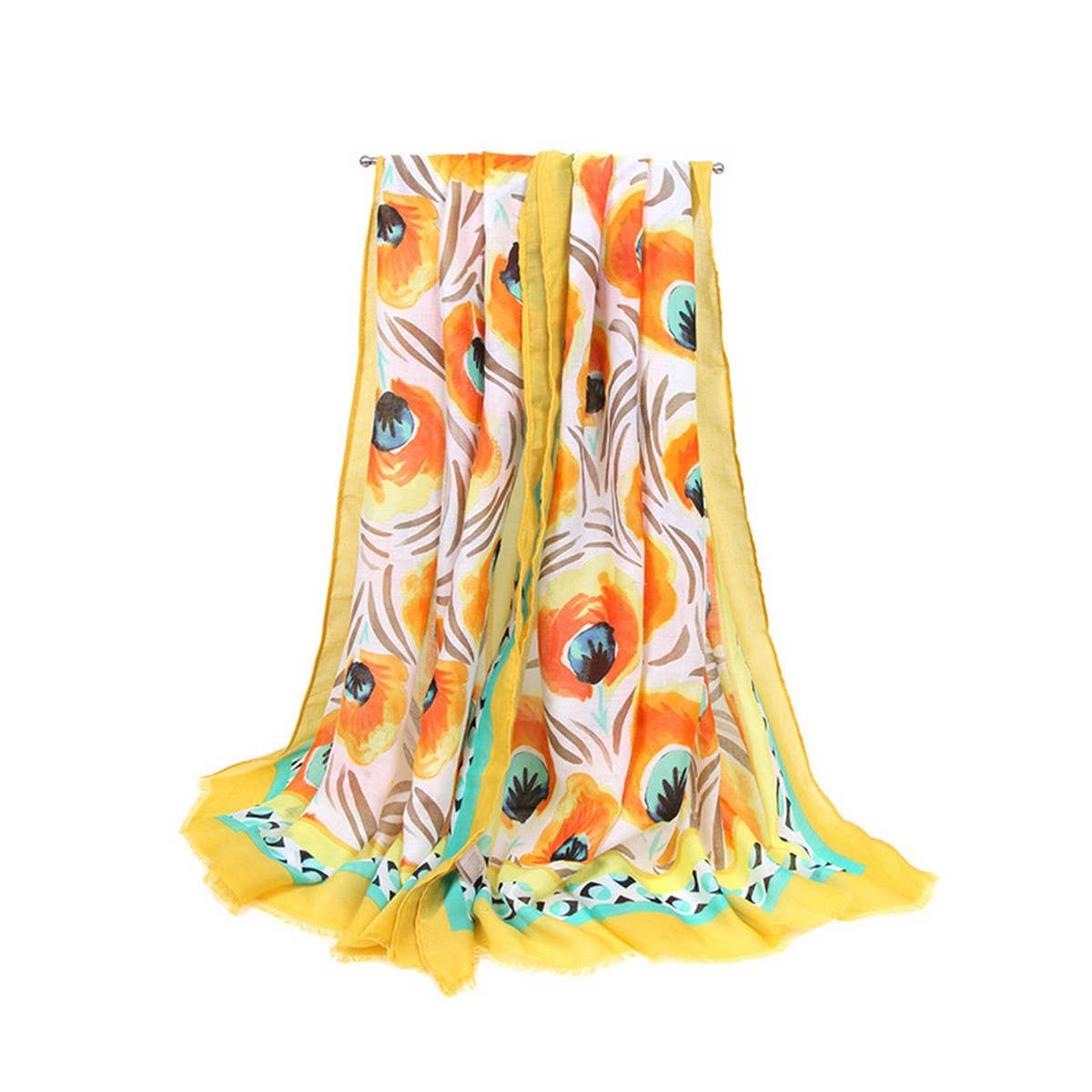 Floral Print Satin Scarf ? Spring Beach Wrap