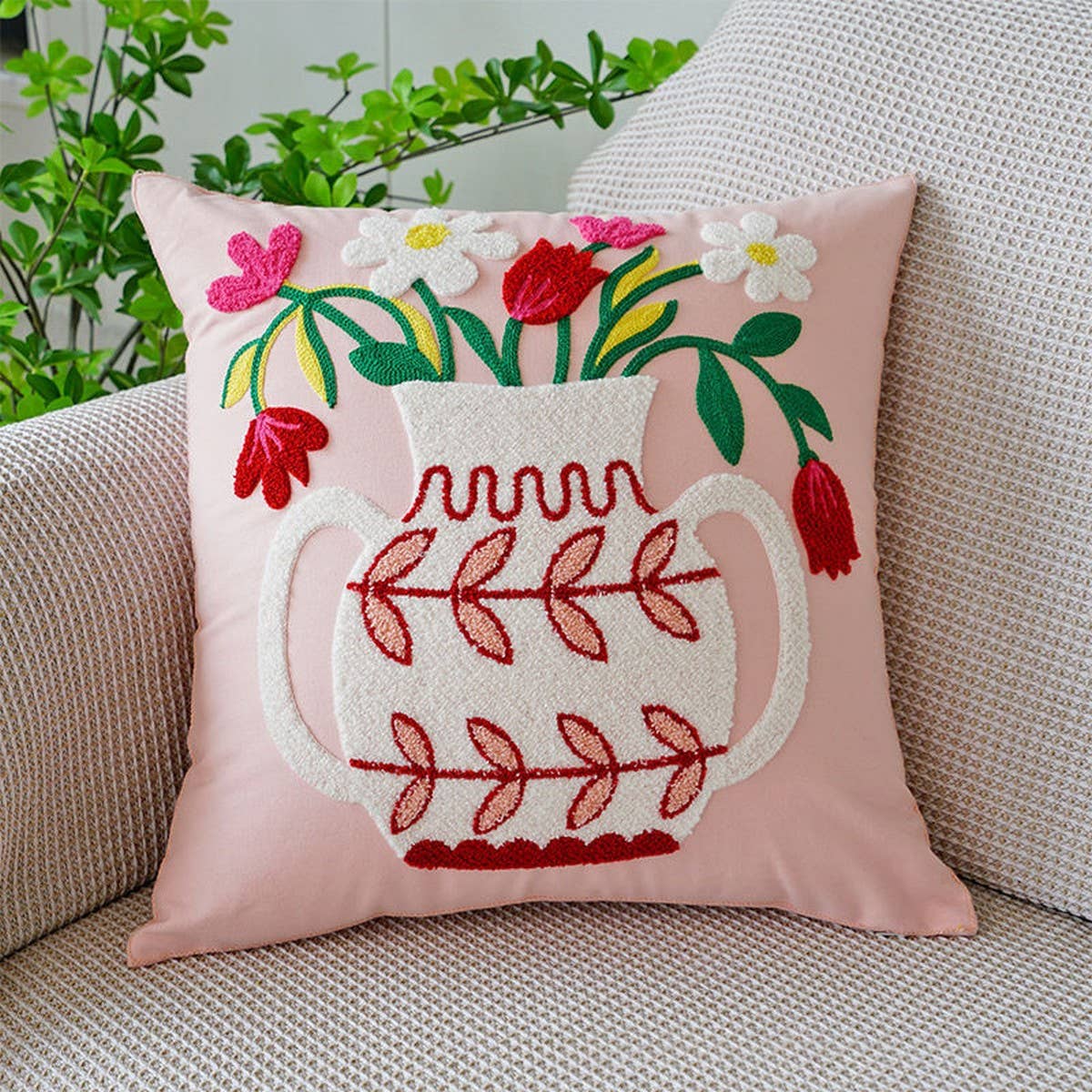 Luxury Embroidered Throw Pillow Cover for Sofa/Bed