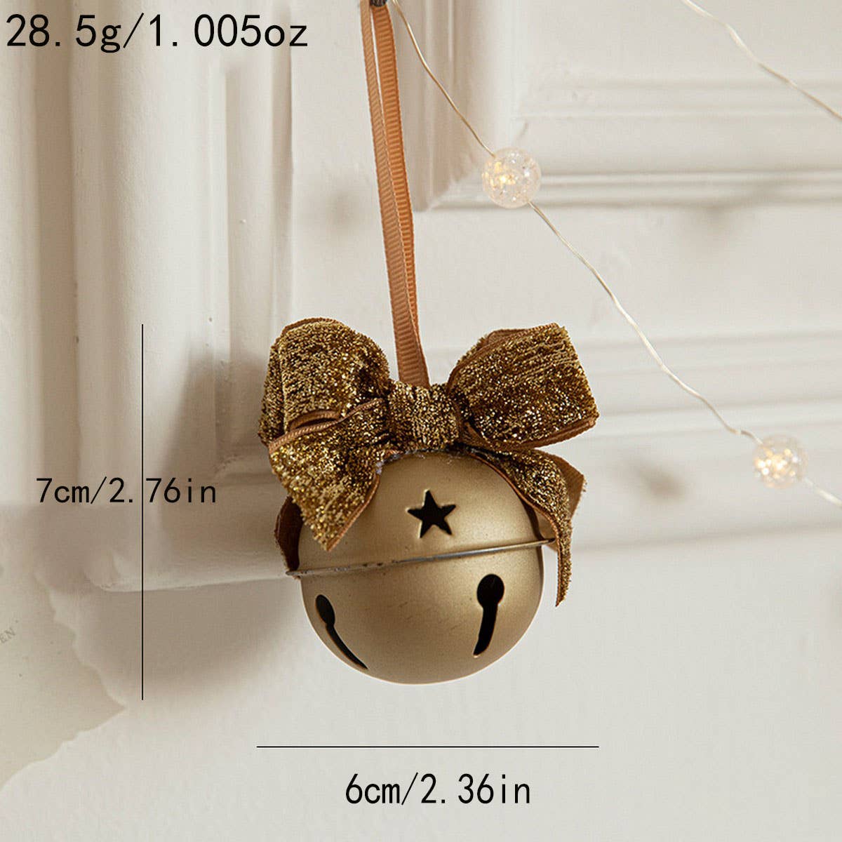 CWMM10369_CHRISTMAS RED VELVET BOW BELL ORNAMENTS DECOR