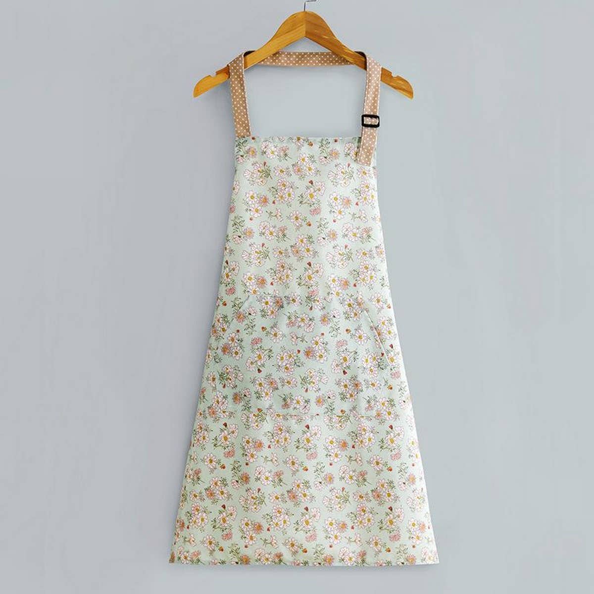Floral Print Summer Thin Canvas Apron with pockets