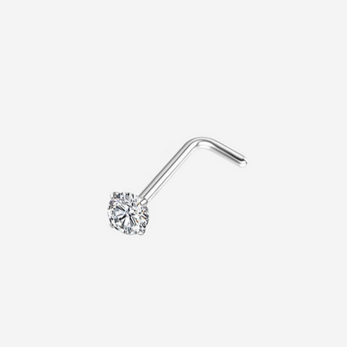 Steel Nose Stud with 5A Zircon on  Straight Bar_CWMM9600