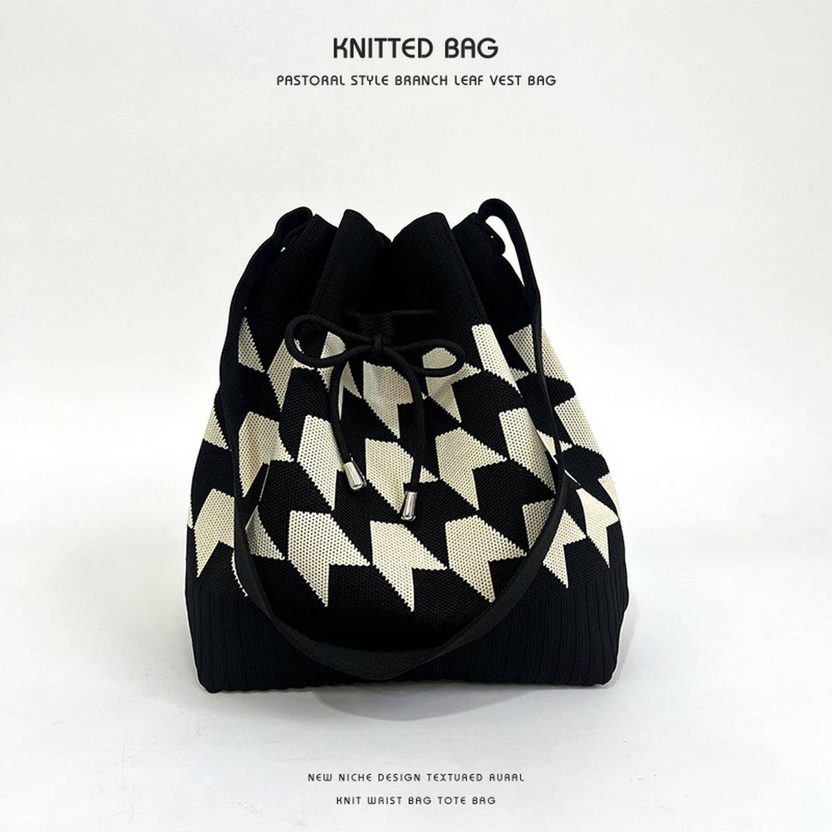 2024 CASUAL DRAWSTRING BUCKET KNITTED BAG_CWAB2375
