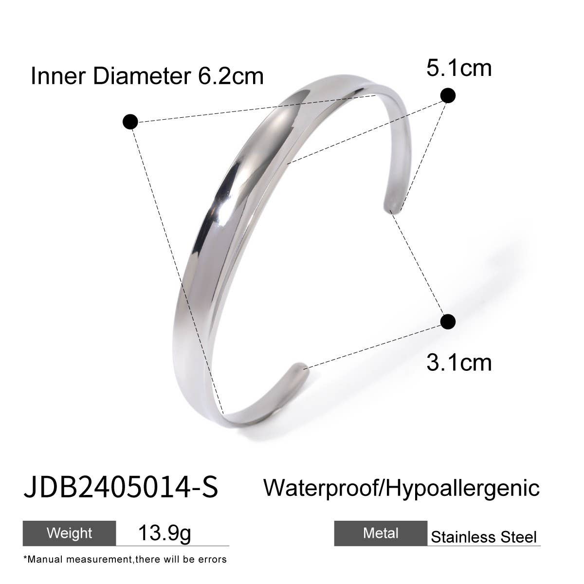 18K Gold Concave & Polished Open Cuff Bracelet_CWAJE4798