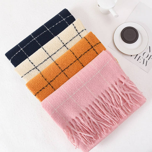 Double-Sided Plaid Scarf for Women - Winter Chic