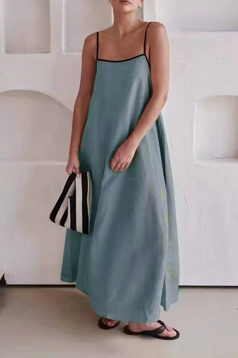 CWDMD5469_FASHIONABLE CONTRAST COLOR SLING DRESS