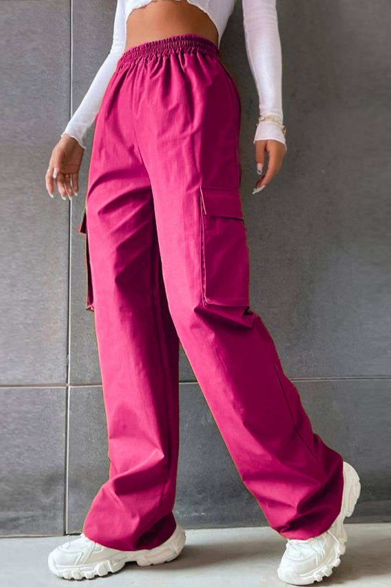 Elastic high-waisted straight-leg overalls