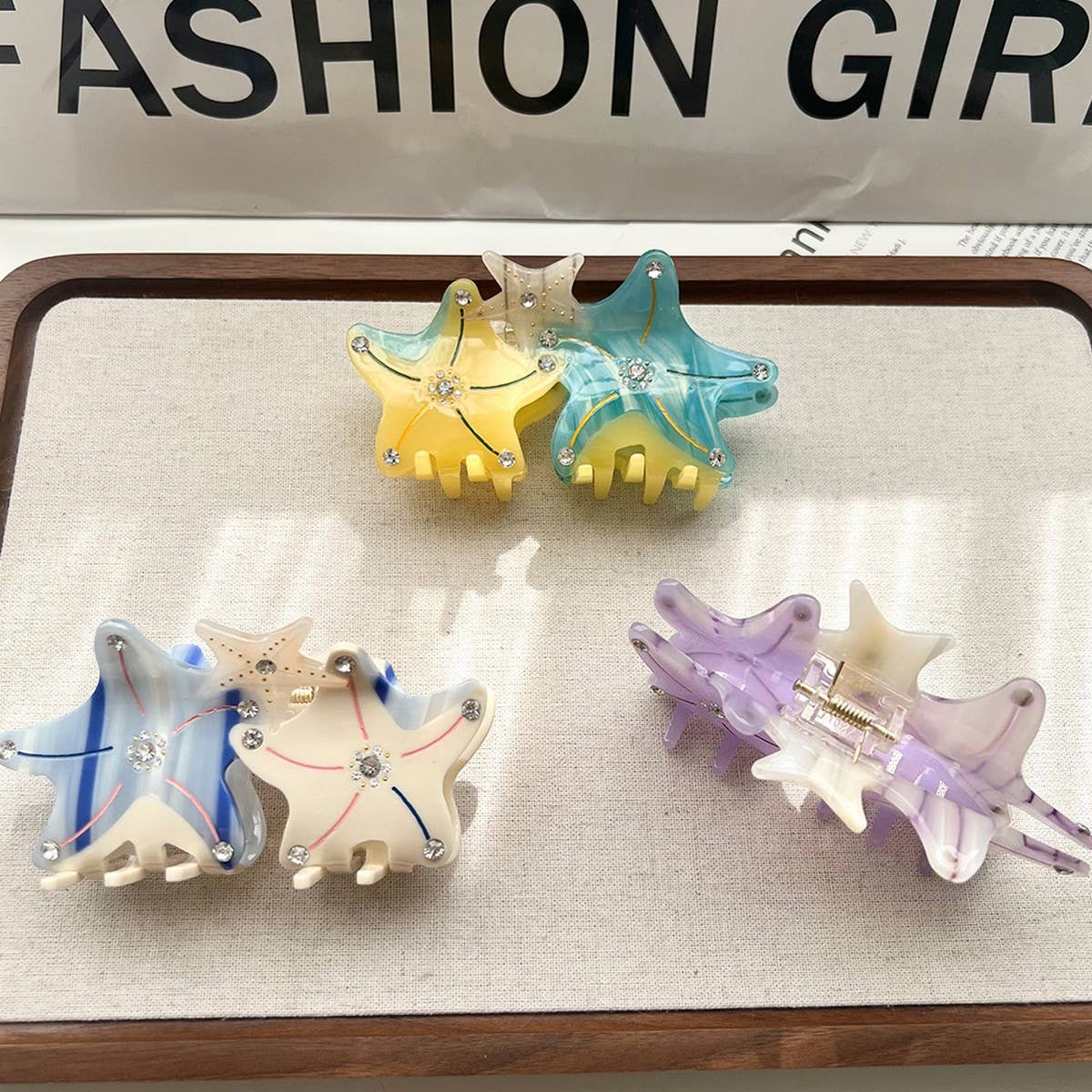 3D Starfish Acetate Hair Claw, Thick Hair Bun Clip_CWAHA5970