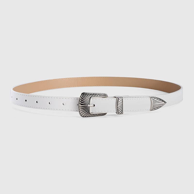 Retro silver buckle simple and versatile belt