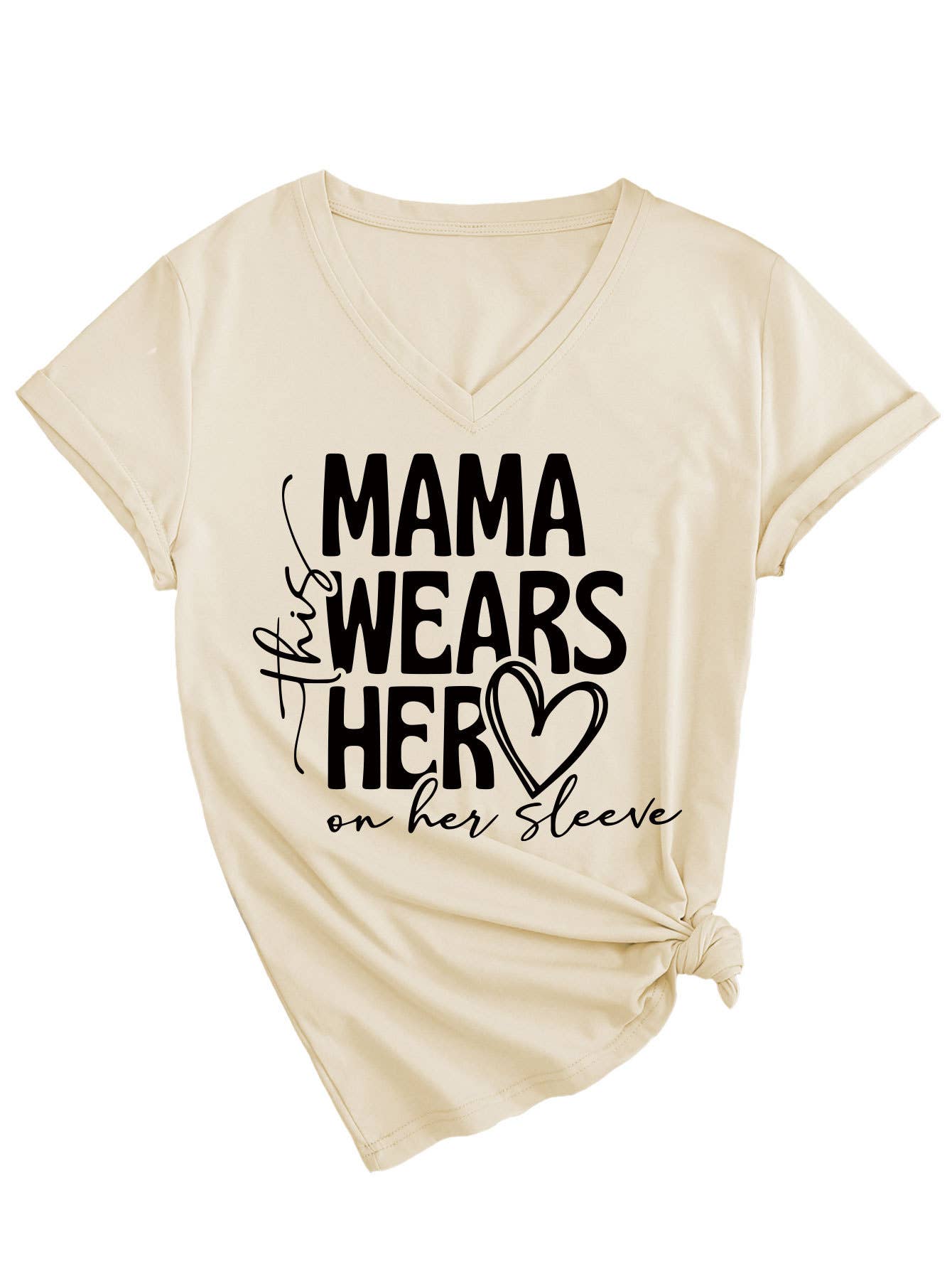 Simple Mother's Day V-neck blouse_CWTBLS0568