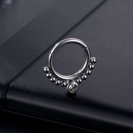 Geometric Titanium Nose Stud with Zircon