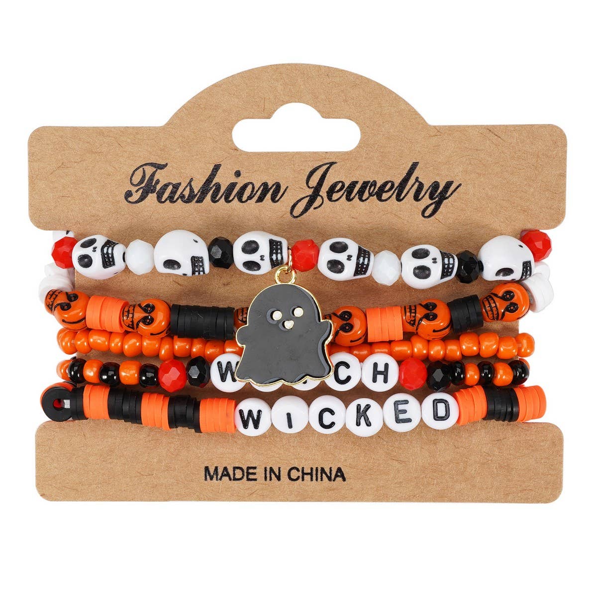 CWMM10458_HALLOWEEN CRYSTAL CLAY BEADED CHARM BRACELET