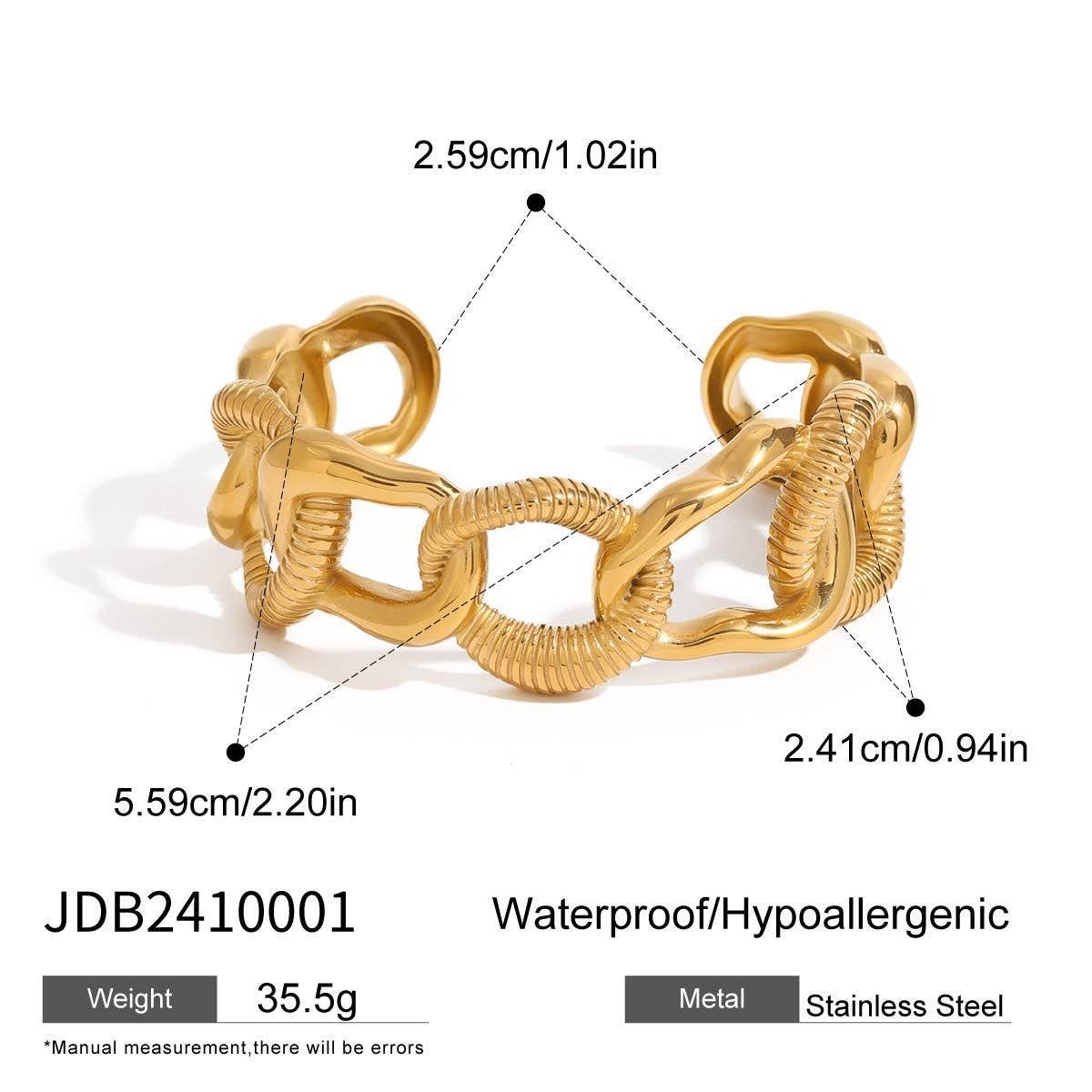 Irregular Chain 18K Gold Stainless Steel Bracelet