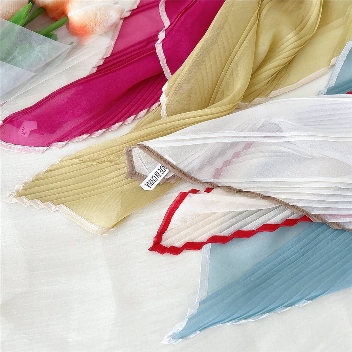 60cm Pleated Sheer Square Scarf for Women_CWASC0849