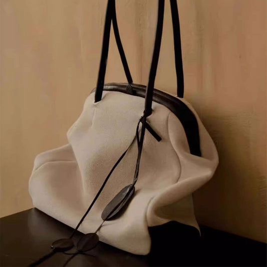 SPLICING ONE-SHOULDER SHELL BAG VINTAGE HANDBAG_CWAB4110