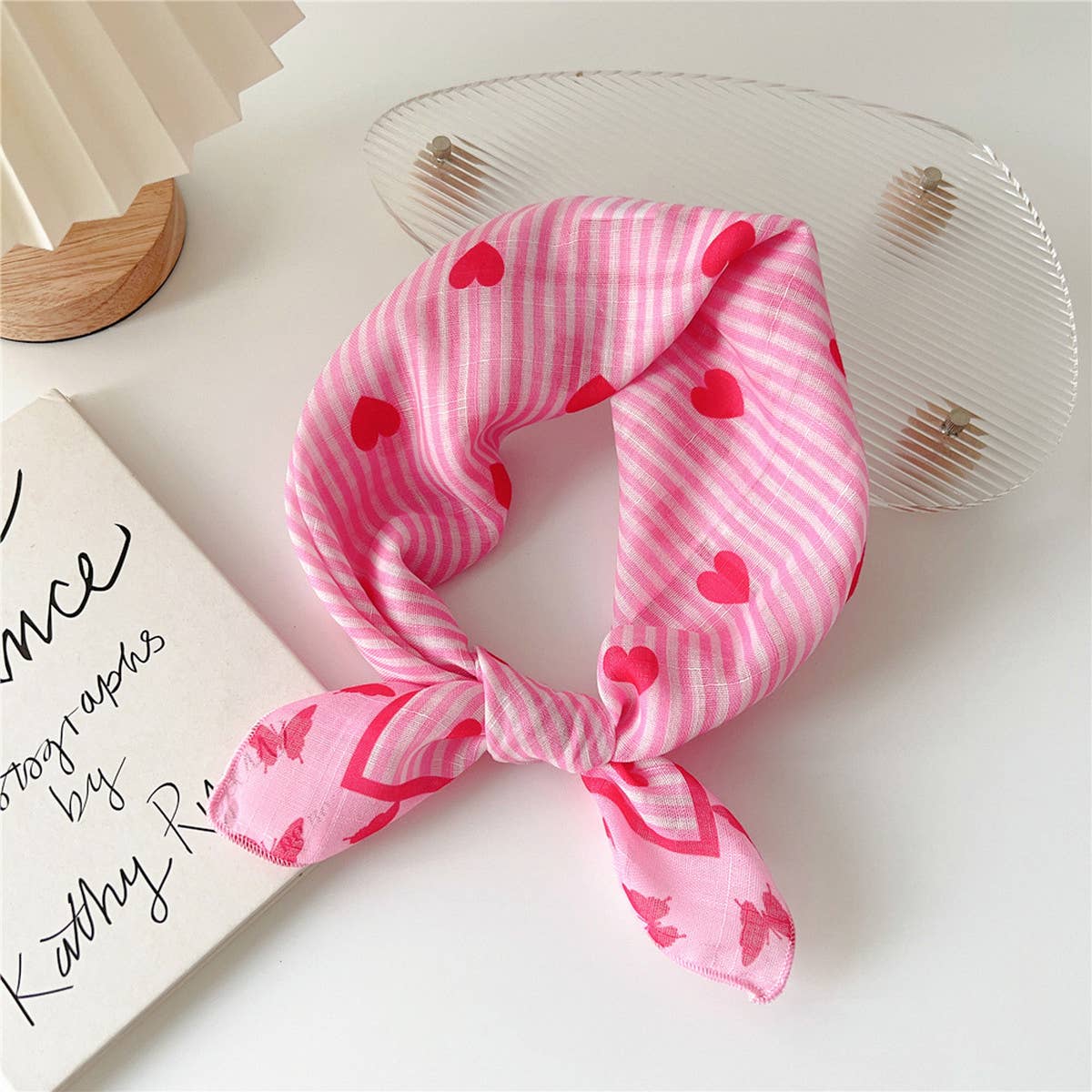 Cotton Linen Floral Square Scarf for Women