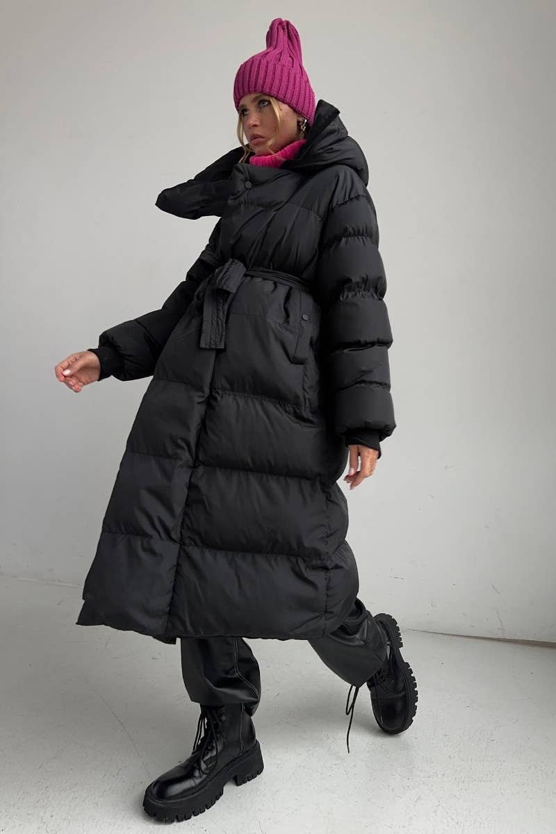 CWOCO0370_WINTER HOODED BUTTON-DOWN LONG PADDED JACKET