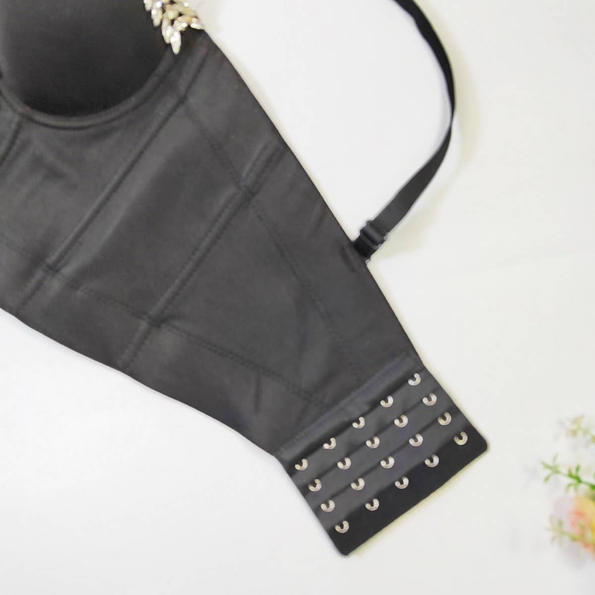 LEAF RHINESTONE HIGH-END HERRINGBONE CORSET_CWMM4178