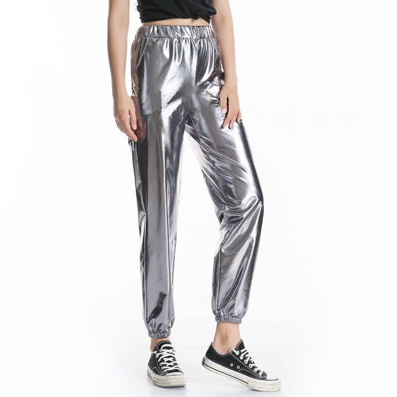 PU LEGGINGS LASER GLITTER LEATHER PARTY PANTS