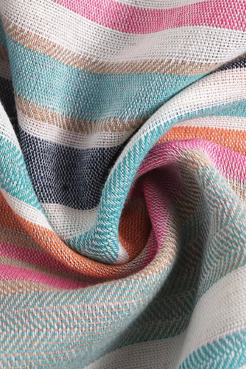 CWDMD5325_RAINBOW STRIPED TIE BACK SPAGHETTI STRAP DRESS